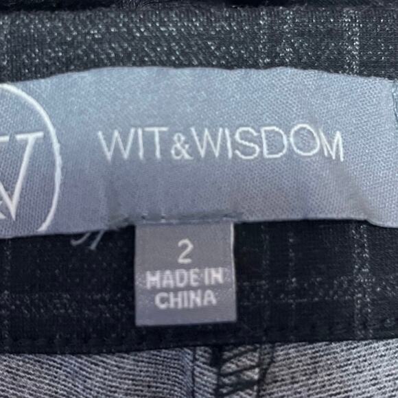 Wit & Wisdom Black Plaid Mid Rise Slim Straight Cropped Trouser Pants Size 2 - Picture 4 of 5